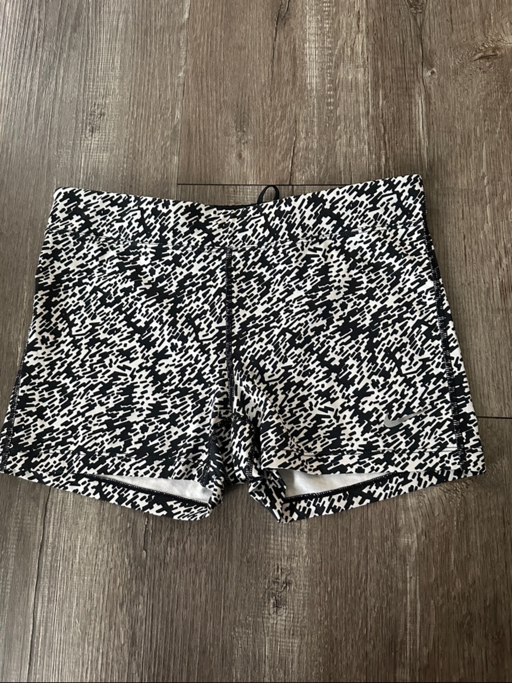 Nike Black and White Patterned Athletic Shorts